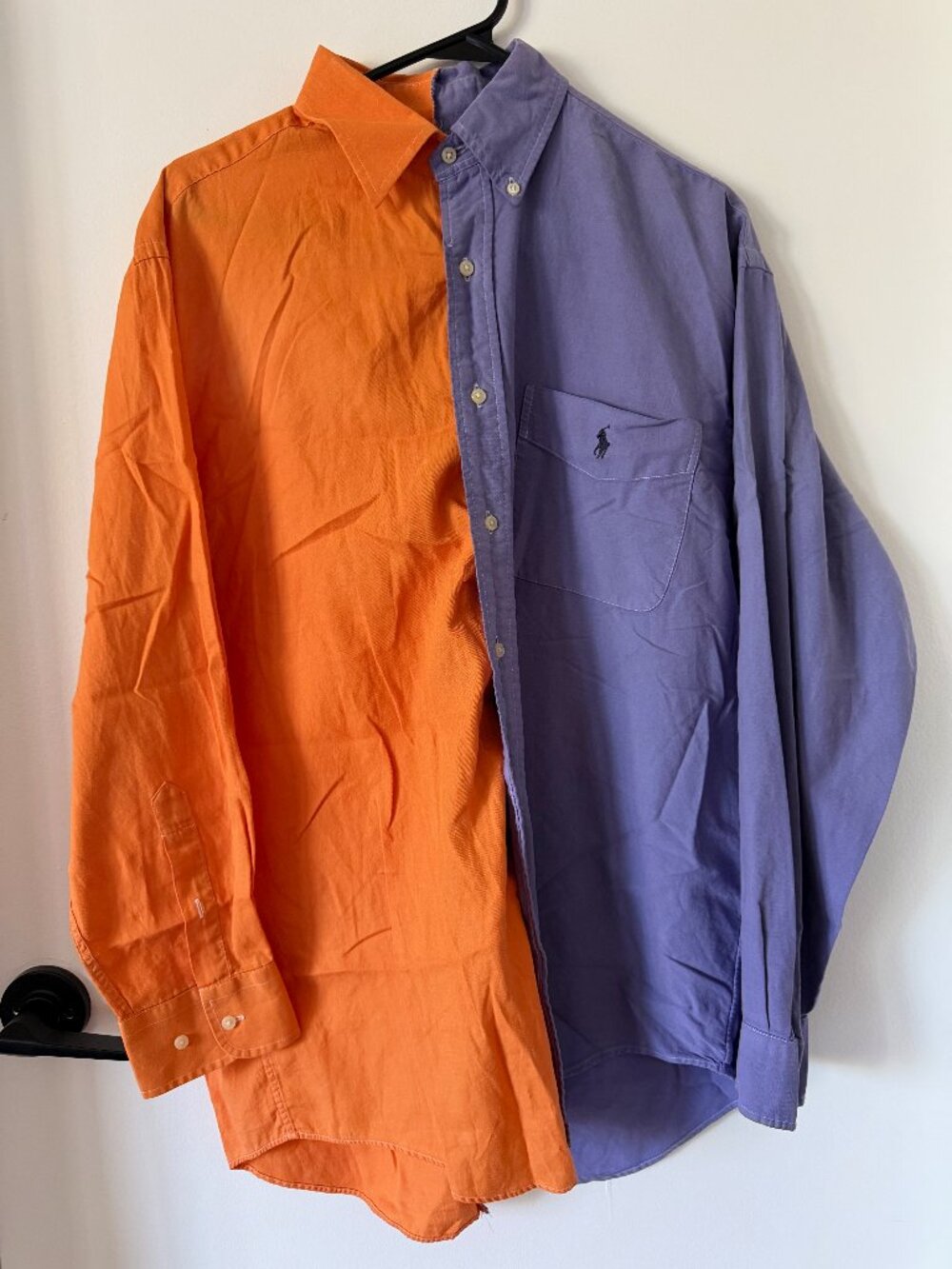 Upcycled Split Ralph Lauren Button Down Shirt Orange Purple